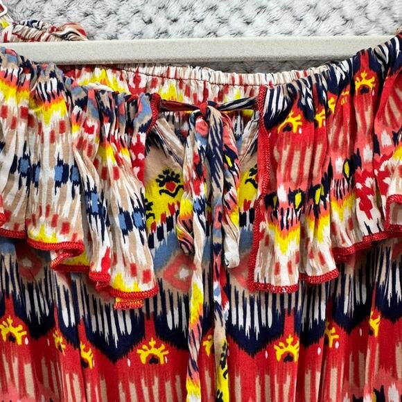 Easel Dress Womens S Orange Tiered Maxi Length Ruffle Neck Adjustable Straps - Picture 9 of 15